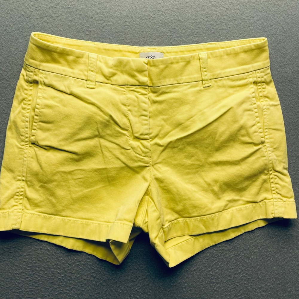 J.Crew Women Shorts Yellow Cotton Twill 0 Preppy Classic Chino B1854
